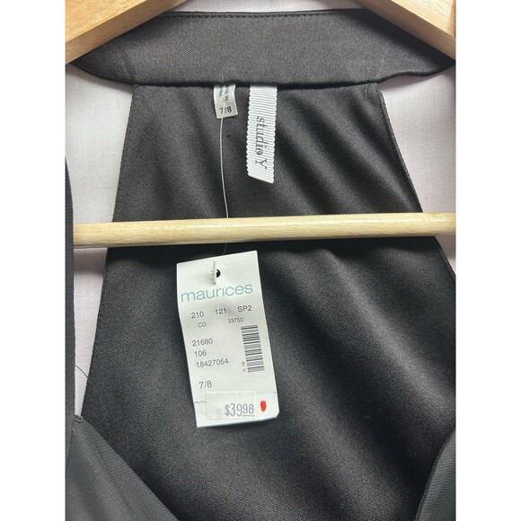 Studio Y Women’s 7/8 Maurice’s Black Halter Sheer Slip Dress Open Back NWT *flaw - Picture 4 of 9